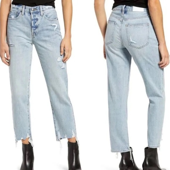 NWT Pistola Charlie High Rise Straight Jeans Raw Hem in Ruthless Wash size 25/0 - Picture 2 of 10